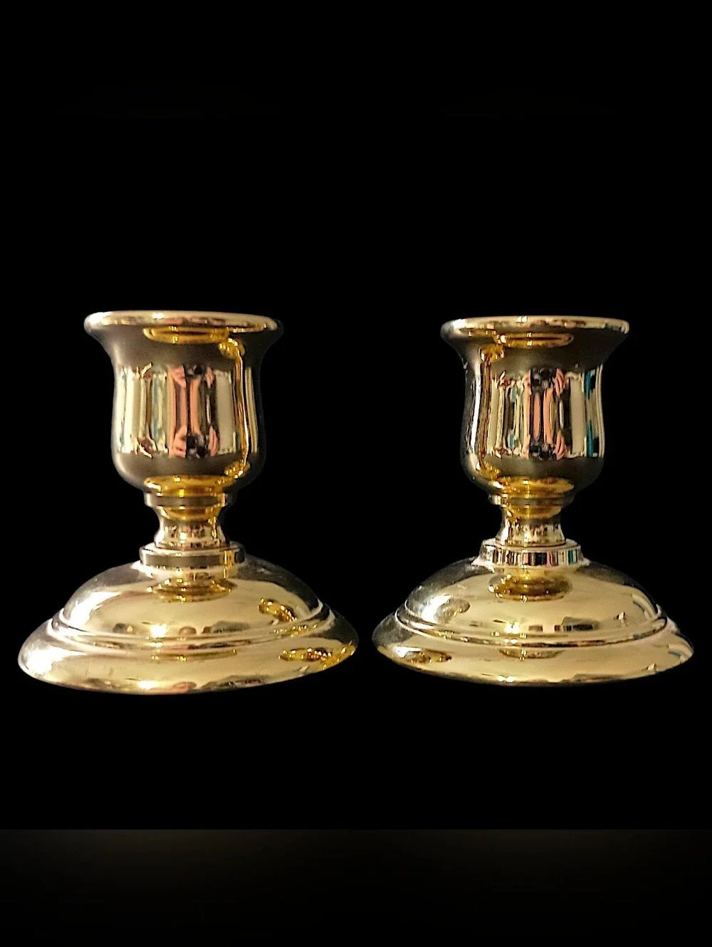 2 Vintage PartyLite Brass Candle Holders Mini Tapers Gold Tone Candlesticks